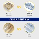 Large Yellow Metal 4-Slot Cigar Ashtray