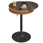 Adjustable Round Bar Table with Storage - Mid-Century Modern