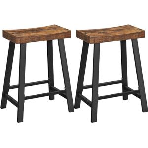 Industrial Bar Stools Set of 2 - Rustic Brown