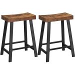 Industrial Bar Stools Set of 2 - Rustic Brown