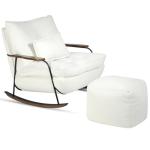 Mid-Century Rocking Chair with Ottoman and Pillow