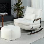 Mid-Century Rocking Chair with Ottoman and Pillow