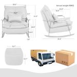 Mid-Century Rocking Chair with Ottoman and Pillow