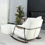 Mid-Century Rocking Chair with Ottoman and Pillow