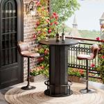 Tribesigns Round Black Bar Table with Footrest