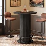 Tribesigns Round Black Bar Table with Footrest