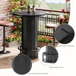 Tribesigns Round Black Bar Table with Footrest