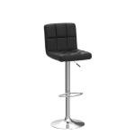 Adjustable Black PU Leather Swivel Bar Stools - Set of 2