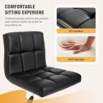 Adjustable Black PU Leather Swivel Bar Stools - Set of 2