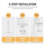 Adjustable Black PU Leather Swivel Bar Stools - Set of 2