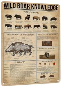 Vintage Wild Boar Metal Sign for Man Cave