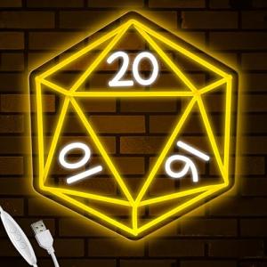 LED DND Dice Neon Sign for Game Room