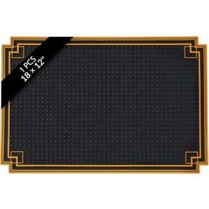 Non-Slip Rubber Bar Mat with Gold Border