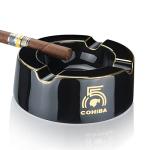 8" Round Black Cigar Ashtray for Men