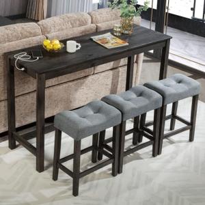 4-Piece Bar Table Set with USB Ports