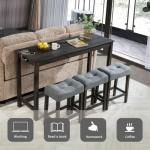 4-Piece Bar Table Set with USB Ports