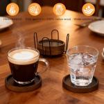 Wooden Coasters Set of 4 with Holder