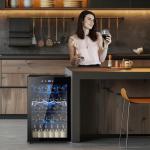 37-Bottle Wine Fridge with Beverage Cooler, Black