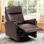 Chocolate Leather Swivel Rocking Recliner Chair