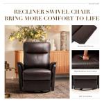 Chocolate Leather Swivel Rocking Recliner Chair