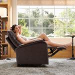 Chocolate Leather Swivel Rocking Recliner Chair