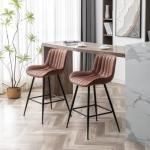 Brown Fabric Bar Stools Set of 2, 24-Inch