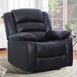 Black Faux Leather Recliner Chair with Overstuffed Comfort