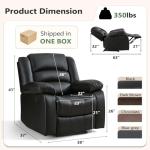 Black Faux Leather Recliner Chair with Overstuffed Comfort