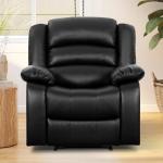 Black Faux Leather Recliner Chair with Overstuffed Comfort