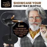 Windproof 24-Inch Cigar Ashtray with Accessory Tray