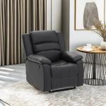 Black Faux Leather Recliner Chair with Overstuffed Comfort