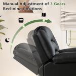 Black Faux Leather Recliner Chair with Overstuffed Comfort