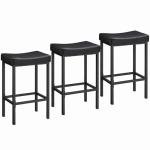 Set of 3 Saddle Bar Stools - Black