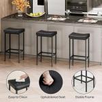 Set of 3 Saddle Bar Stools - Black