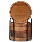Wooden Coaster Set with Holder for Drinks