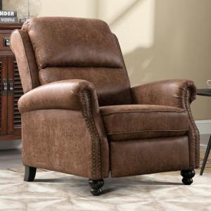 Chocolate Faux Leather Push Back Recliner Armchair