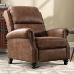 Chocolate Faux Leather Push Back Recliner Armchair
