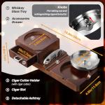 Cigar Ashtray and Whiskey Glass Tray Set