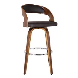 Brown Faux Leather Mid Century Swivel Bar Stool
