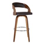 Brown Faux Leather Mid Century Swivel Bar Stool