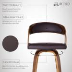 Brown Faux Leather Mid Century Swivel Bar Stool