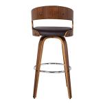 Brown Faux Leather Mid Century Swivel Bar Stool