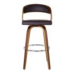 Brown Faux Leather Mid Century Swivel Bar Stool