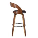 Brown Faux Leather Mid Century Swivel Bar Stool