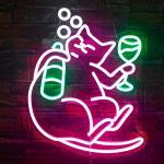 Funny Cat Beer Neon Sign for Man Cave