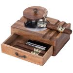 Vintage Wooden Cigar Ashtray with Windproof Lid