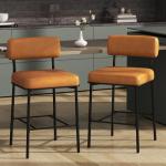 Whiskey Brown Counter Height Bar Stools Set of 2