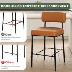 Whiskey Brown Counter Height Bar Stools Set of 2