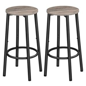 Set of 2 Round Bar Stools with Footrest