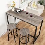 Set of 2 Round Bar Stools with Footrest